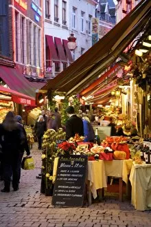 Restaurants in Rue des Bouchers, Brussels, Belgium, Europe