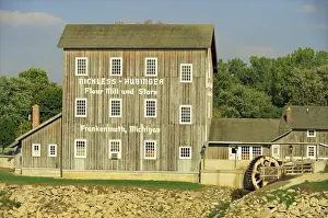 Water Mills Prints: Restored flour mill and store on the River Cass at German-style Frankenmuth