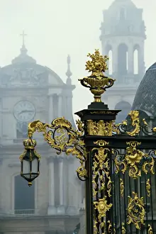 Lamp Prints: Restored gilded wrought iron work and lamp by Lamor in the Place Stanislas in Nancy