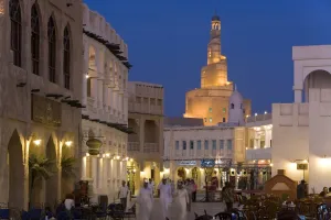 Images Dated 16th December 2007: The restored Souq Waqif looking towards the illuminated