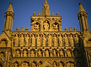 Wells Prints: Part restored West front of Wells Cathedral, Somerset, England, United Kingdom, Europe