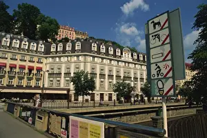 Warning Sign Prints: Restriction signs on the banks of the Tepla River in Karlovy Vary in West Bohemia