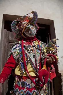 Carnival Prints: Reveller in costume and mask at Humahuaca carnival in Jujuy province in the Andes