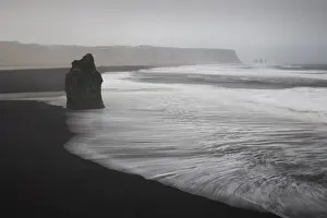 Reynisdrangar Prints: Reynisdrangar basalt rock columns and black sand beach in Vik, Iceland, Polar Regions