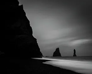 Back Lit Prints: Reynisfjara and sea stacks, Iceland, Polar Regions