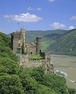 Rheinstein Castle overlooking the River Rhine