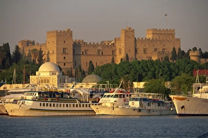 Ships Prints: Rhodes Town Harbour, Rhodes, Dodecanese, Greek Islands, Greece, Europe
