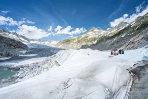 Adults Prints: Rhone Glacier covered with white blankets to prevent extreme melting due to climate