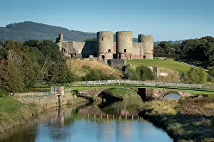 Grassy Prints: Rhuddlan Castle and the River Clwyd, Rhuddlan, Denbighshire, North Wales, UK