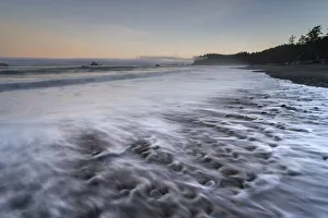 Black Sand Prints: Rialto Beach at dawn, Olympic National Park, UNESCO World Heritage Site, Clallam