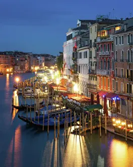 Gondola Prints: Rialto at twilight, Venice, UNESCO World Heritage Site, Veneto, Italy, Europe