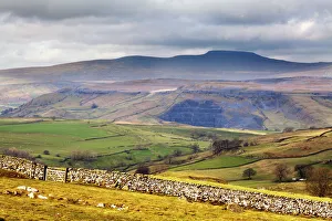 Yorkshire Prints: Across Ribblesdale to Ingleborough from above Stainforth near Settle