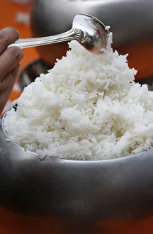 Spoon Prints: Rice offering at the Vincennes Buddhist Pagoda, Paris, France, Europe
