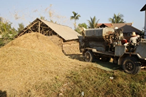 Truck Prints: Rice processing, Siem Reap, Cambodia, Indochina, Southeast Asia, Asia