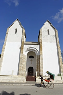 Pulling Prints: Rickshaw passing Lutheran Church