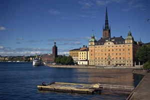Stockholm Prints: The Riddarholmskirkan and the Stadshuset, Stockholm, Sweden, Scandinavia, Europe