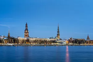 Riga Gallery: Rigas skyline at night in winter, Old Town, UNESCO World Heritage Site, Riga