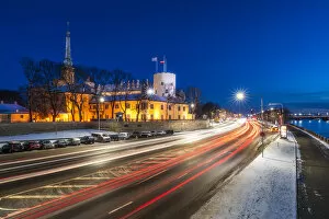 Riga Gallery: Rigas skyline and President Castle at night in winter, Old Town, UNESCO World