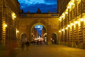 Arch Way Prints: Riksdagshuset at night, Stockholm, Sweden, Scandinavia, Europe