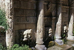 Rethymno Prints: Rimondi fountain with spouting lion heads