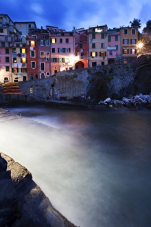 Harbour Wall Prints: Riomaggiore Harbour at dusk, Cinque Terre