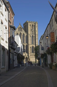 Cathedrals Prints: Ripon Cathedral from the pedestrian precinct, Ripon, North Yorkshire, England