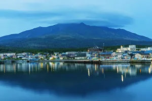 Hokkaido Prints: Rishiri island, Rishiri town harbour, Hokkaido, Japan, Asia