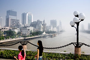 Walk Prints: River and cityscape, Guangzhou (Canton), Guangdong, China, Asia