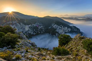 Marche Prints: River Condigliano in the fog, Furlo Gorge, Marche, Italy, Europe