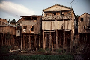 Stilt House Prints: River front dwellings, Manaus, Amazonas, Brazil, South America