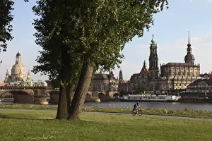 River Elbe Prints: River Elbe, Hofkirche, Castle, and Frauenkirche (Church of our Lady), Dresden