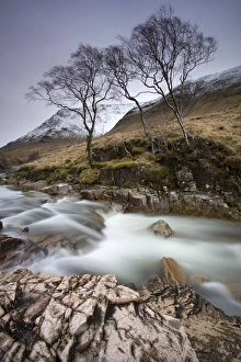 Streams Prints: River Etive flowing through a narrow granite gorge, Glen Etive, Highland