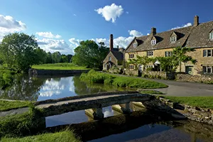 Isle Prints: River Eye flowing through the pretty village of Lower Slaughter, the Cotswolds