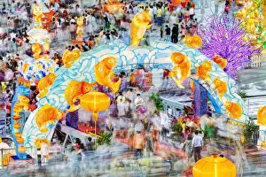 River Hongbao decorations for Chinese New Year celebrations at Marina Bay, Singapore, Southeast Asia, Asia