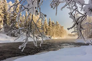 Kuusamo Prints: River Kitka (Kitkajoki) in winter, Kuusamo, Finland, Europe