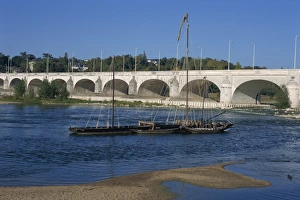 Loire Prints: River Loire and Wilson Bridge, Tours, Centre, France, Europe
