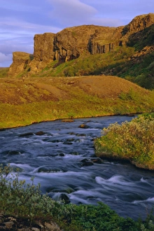 River and midnight sunset