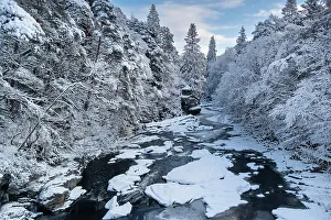Wintery Prints: The River Moriston in winter, Invermoriston