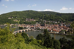 Connection Prints: River Neckar, Old Bridge, Old Town and castle, Heidelberg, Baden-Wurttemberg