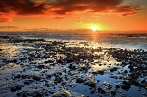 Moment Prints: River Ogmore estuary at sunset, Ogmore-by-Sea, Bridgend, South Wales, United Kingdom