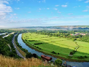 Curve Prints: River Ouse, elevated view, Lewes, East Sussex, England, United Kingdom, Europe