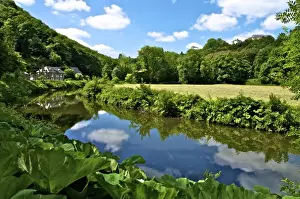 Dinan Prints: River Rance banks, Dinan, Brittany, France, Europe