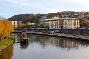 Saarland Prints: River Saar and Landtag Saarland (State Parliament), Saarbrucken, Saarland