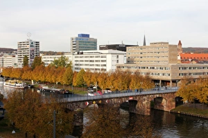 Theatre Prints: River Saar and Old Bridge (Alte Brucke), Saarbrucken, Saarland, Germany, Europe