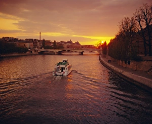 Pari Prints: The River Seine and Eiffel Tower in the distance, Paris, France, Europe
