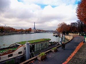River Seine Prints: River Seine and Eiffel Tower, Paris, France, Europe