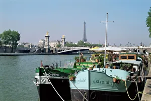 Pari Prints: River Seine at Port des Champs Elysees, Paris, France, Europe