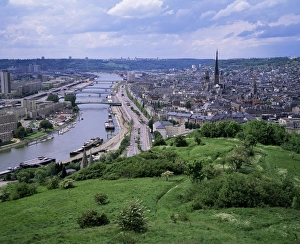 Rouen Prints: River Seine and Rouen, Seine Maritime, Haute Normandie (Normandy), France, Europe