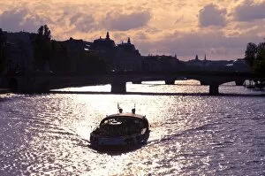 River Seine at sunset, Paris, France, Europe