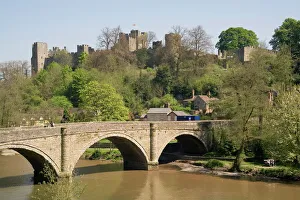 11th Century Prints: River Severn and Ludlow castle, Shropshire, England, United Kingdom, Europe